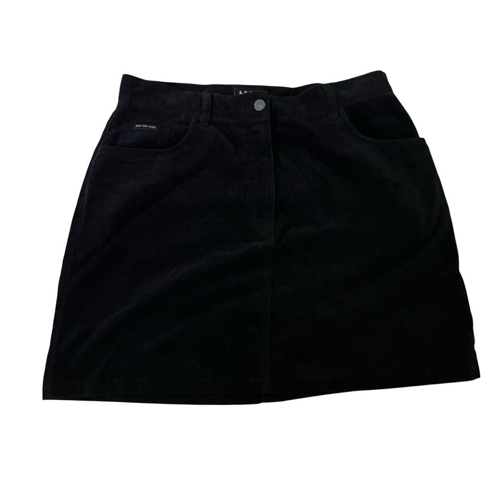 Vtg Y2K 2000s Black Velvet Mini Skirt Sz 14 Whimsigoth Fairy Grunge Preppy